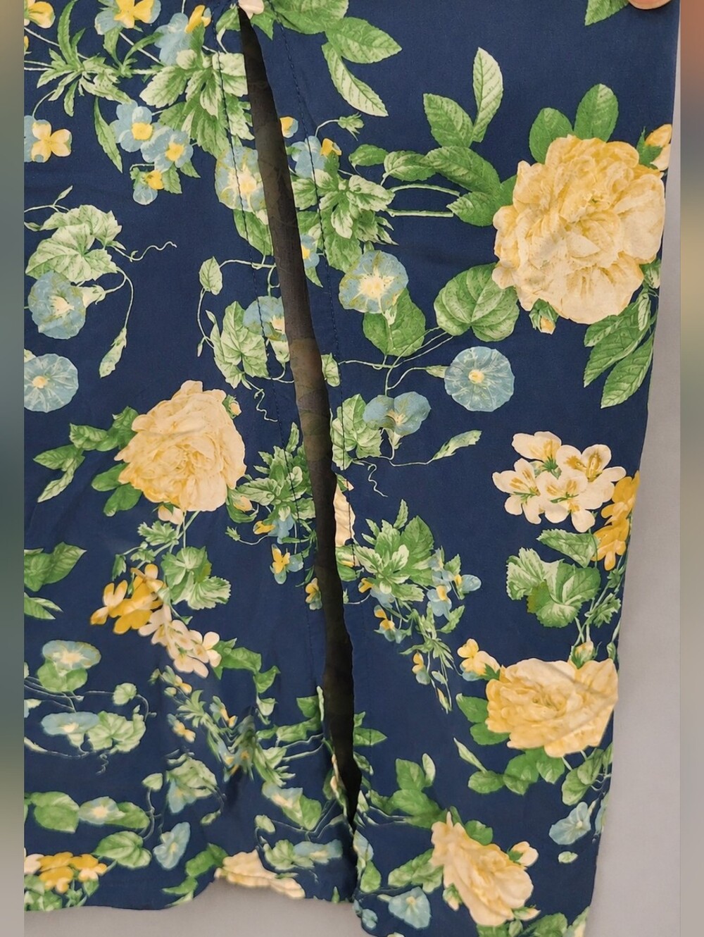 Old Navy Navy Floral Smocked Back Midi Dress Front Slit M - Picture 6 of 12